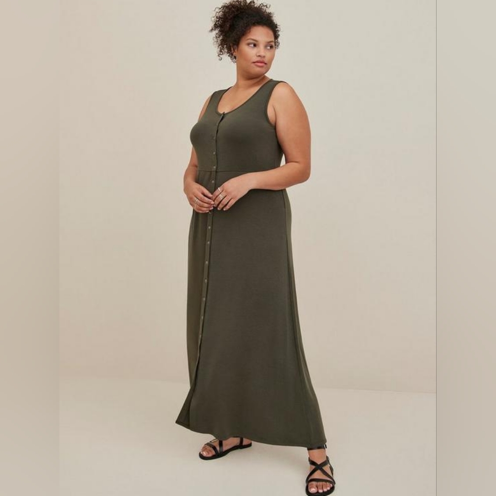 Maxi Jersey Button-Front Dress (P3-14)